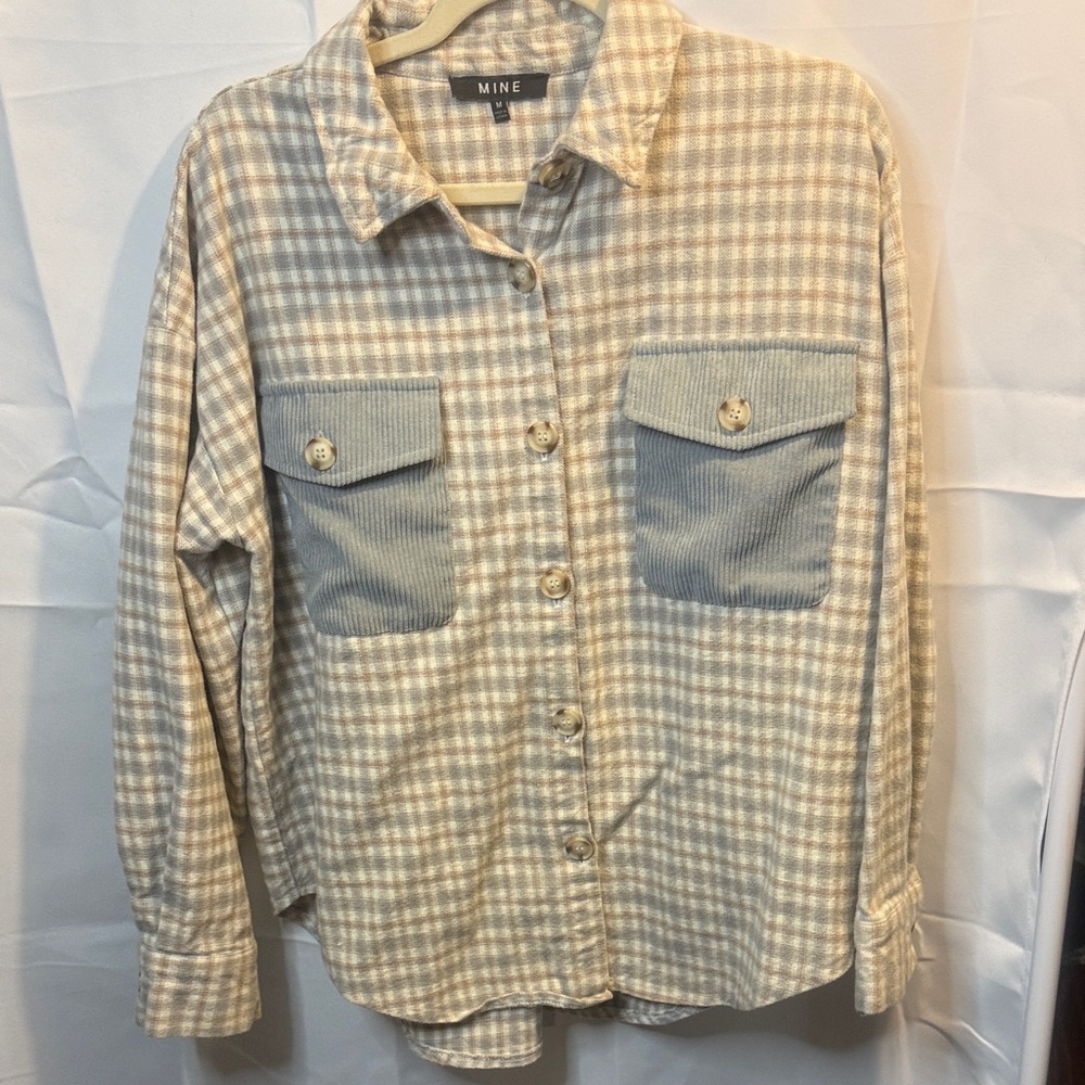Mine Beige and White Checkered Shirt size medium